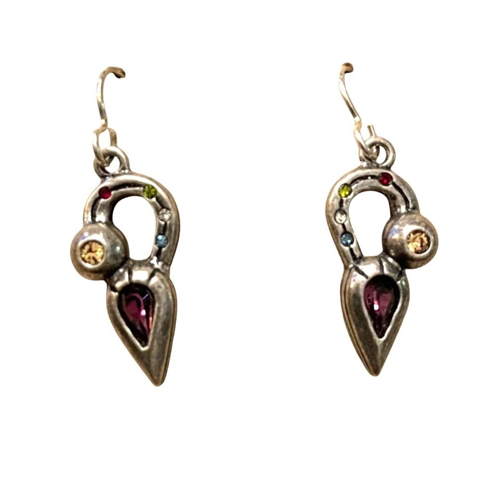 Patricia Locke Drop Handmade Silver Tone Earrings With Crystal Accents
